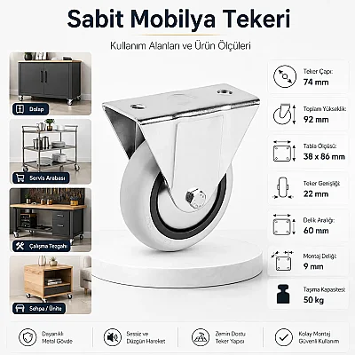 Hts Sabit Tekerlek 75x25mm Sabit Bağlantılı PVC Teker (120-01-75-07) - Hts (1)