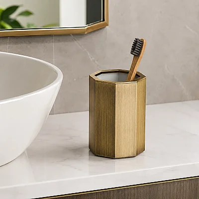 System Banyo Tezgah Üstü Diş Fırçalığı Antik Renk 102x70x70 mm (BA2012 007 ABM) - 1
