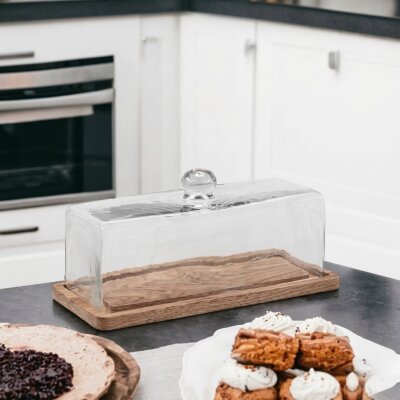 The Mia Madera Dikdörtgen Kek Saklama Fanusu 15x32x14 Cm (CAM0392) - The Mia