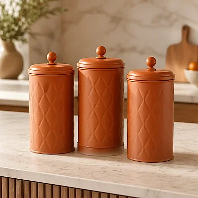 The Mia Prizma Çay Şeker Kahve Kavanozu Terracota 1,20 Lt (PZM0069) - 1