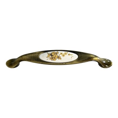 Tomurcuk Porselen Mobilya Kulbu Antik Sarı/Beyaz 128mm Kulp (198-11-128-94) - 2
