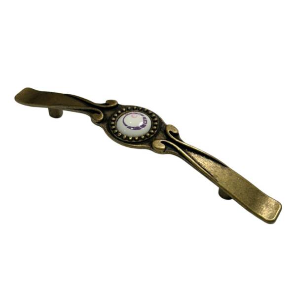 Tomurcuk Porselen Mobilya Kulbu Antik Sarı/Beyaz Renk 96mm Kulp (198-40-96-94) - 2