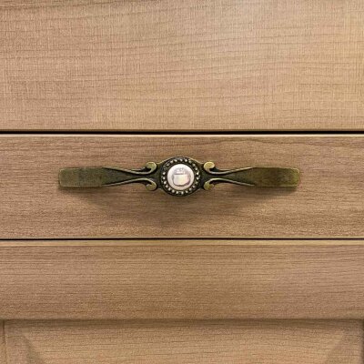 Tomurcuk Porselen Mobilya Kulbu Antik Sarı/Beyaz Renk 96mm Kulp (198-40-96-94) - Tomurcuk Porselen