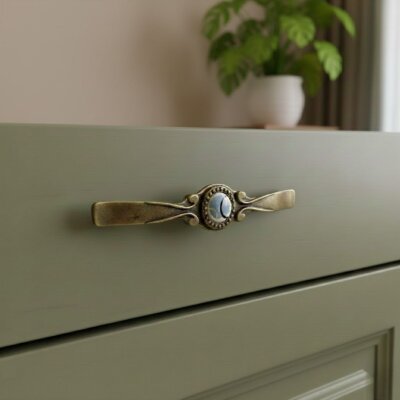 Tomurcuk Porselen Mobilya Kulbu Antik Sarı/Beyaz Renk 96mm Kulp (198-53-96-94) - Tomurcuk Porselen