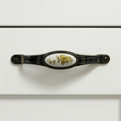 Tomurcuk Porselen Mobilya Kulbu Füme/Beyaz Renk 128mm Kulp (198-07-128-87) - 1