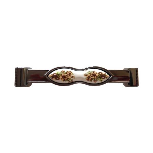 Tomurcuk Porselen Mobilya Kulbu Füme/Beyaz Renk 128mm Porselen Kulp (198-33-128-87) - 2
