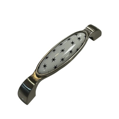 Tomurcuk Porselen Mobilya Kulbu Inox/Beyaz Renk 128mm Kulp (198-29-128-53) - 2