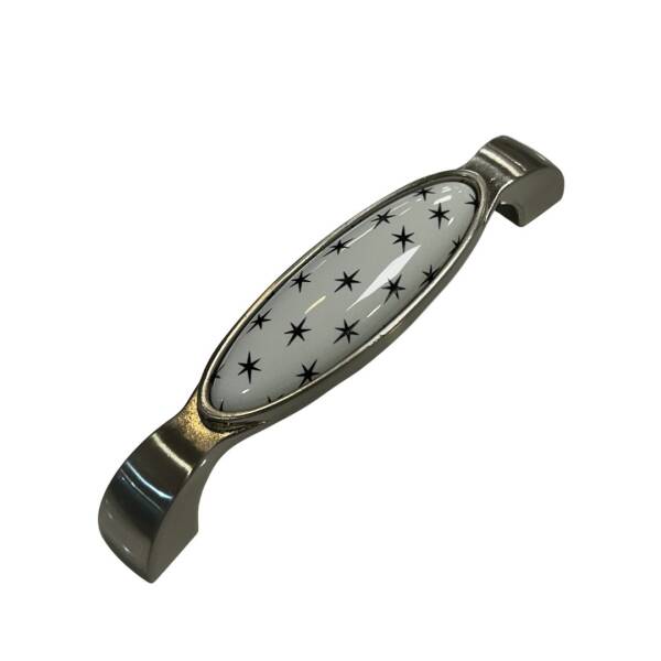 Tomurcuk Porselen Mobilya Kulbu Inox/Beyaz Renk 128mm Kulp (198-29-128-53) - 2