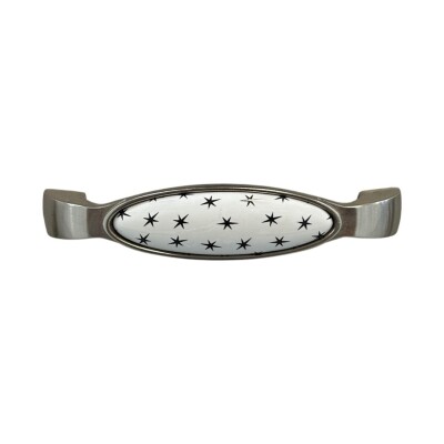 Tomurcuk Porselen Mobilya Kulbu Inox/Beyaz Renk 128mm Kulp (198-29-128-53) - 1