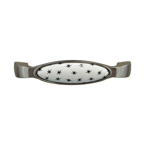 Tomurcuk Porselen Mobilya Kulbu Inox/Beyaz Renk 128mm Kulp (198-29-128-53) - 1