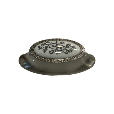 Tomurcuk Porselen Mobilya Kulbu Inox/Beyaz Renk 64mm Kulp (198-03-64-53) - 1