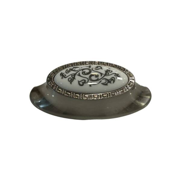 Tomurcuk Porselen Mobilya Kulbu Inox/Beyaz Renk 64mm Kulp (198-03-64-53) - 1