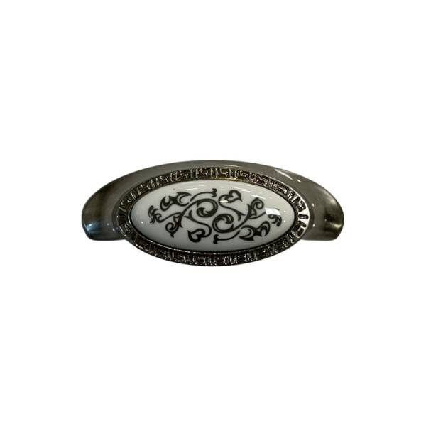 Tomurcuk Porselen Mobilya Kulbu Inox/Beyaz Renk 64mm Kulp (198-03-64-53) - 2