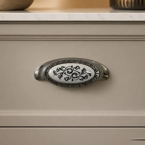 Tomurcuk Porselen Mobilya Kulbu Inox/Beyaz Renk 64mm Kulp (198-03-64-53) - 3