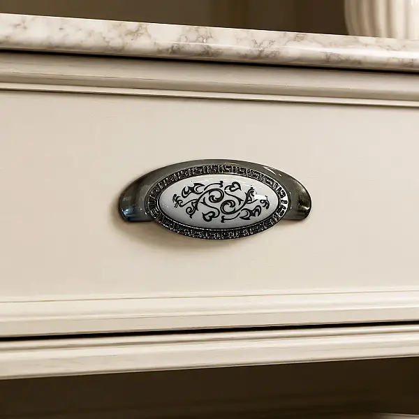 Tomurcuk Porselen Mobilya Kulbu Inox/Beyaz Renk 64mm Kulp (198-03-64-53) - 4