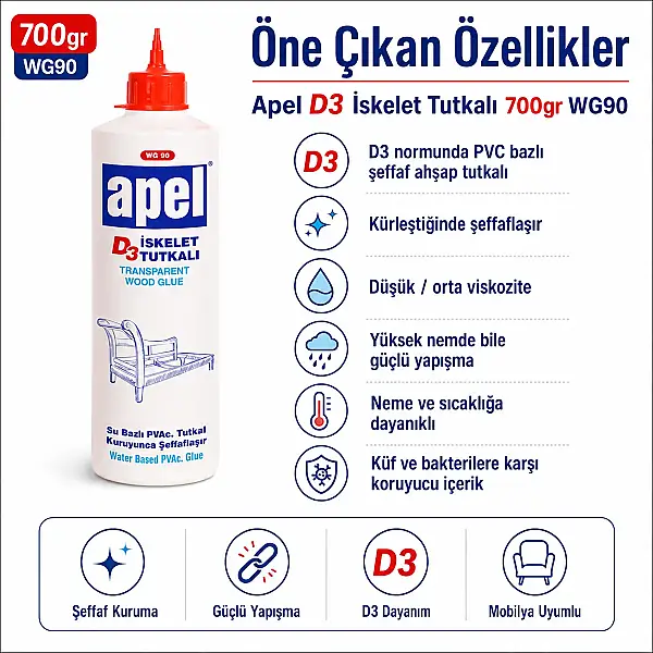 Apel D3 İskelet Tutkalı 700gr WG90 - 2