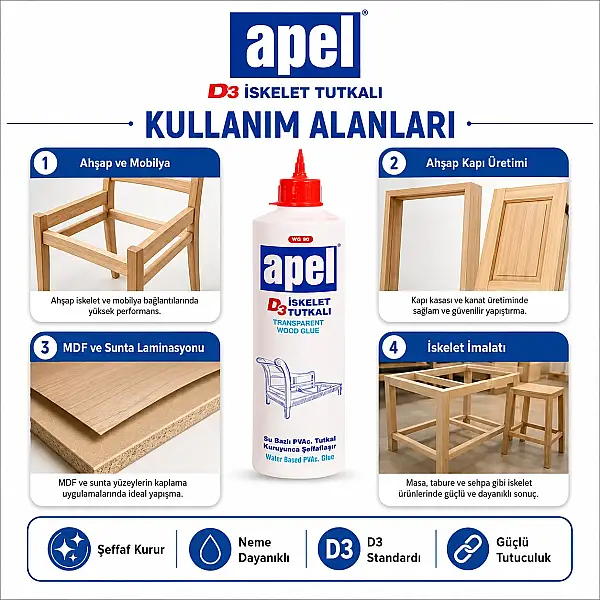 Apel D3 İskelet Tutkalı 700gr WG90 - 4