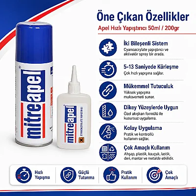 Apel Hızlı Yapıştırıcı Küçük Boy 50ml/200gr - 4