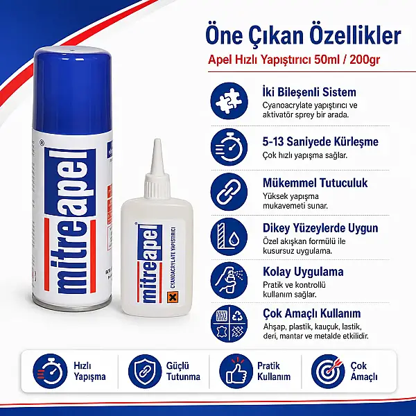 Apel Hızlı Yapıştırıcı Küçük Boy 50ml/200gr - 4