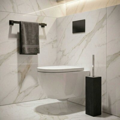 System Tuvalet Fırçası Siyah/Krom Renk (BA4037 009 R2-CR) - System Banyo