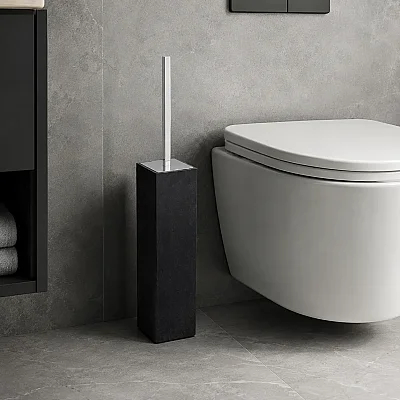 System Tuvalet Fırçası Siyah/Krom Renk (BA4037 009 R2-CR) - 1