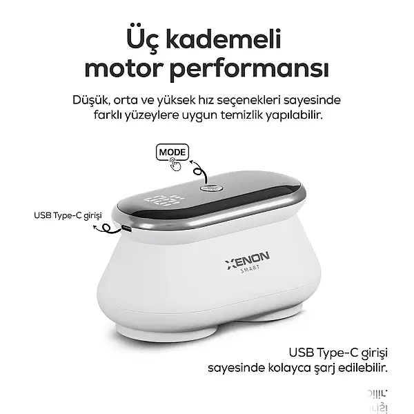 Tüy Toplama Tiftik Makinesi | 7200 RPM, 3 Kademe, Çift 6 Bıçaklı, LED Ekran, USB-C, 1800 mAh (X6175) - 6