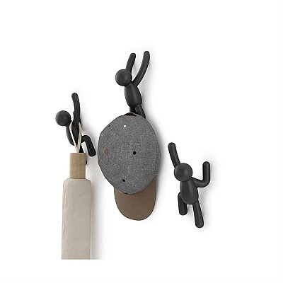 Umbra Buddy Duvar Kancası 3'lü Set Siyah Renk (UM 318165-040) - Umbra