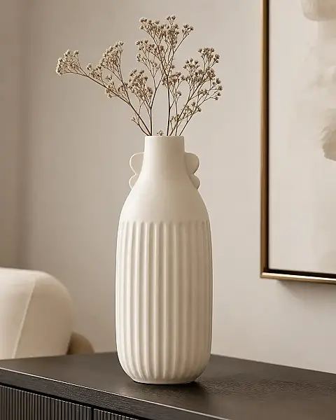 Vitale Antik Krem Vazo Büyük 14*14*45 cm (AK.JL0050) - 1