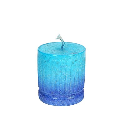Vitale Altı Desenli Silindir Mum Mavi 10CM (AK.BRSM0082-M) - 5