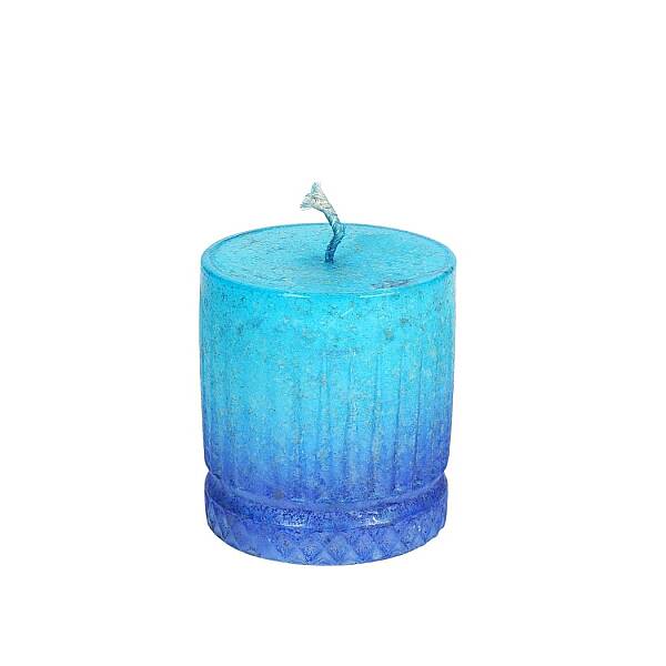 Vitale Altı Desenli Silindir Mum Mavi 10CM (AK.BRSM0082-M) - 5