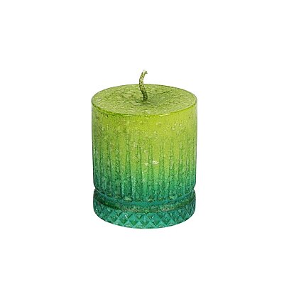 Vitale Altı Desenli Silindir Mum Yeşil 10 cm (AK.BRSM0082-Y) - 5