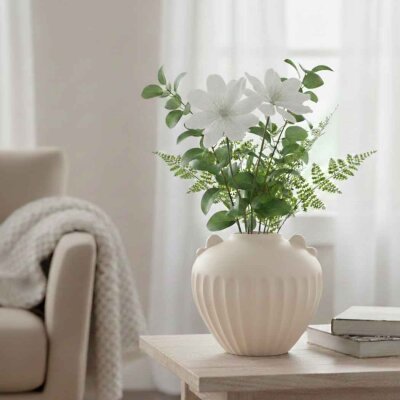 Vitale Antik Krem Vazo Kısa 27*27*24 cm (AK.JL0058) - Vitale