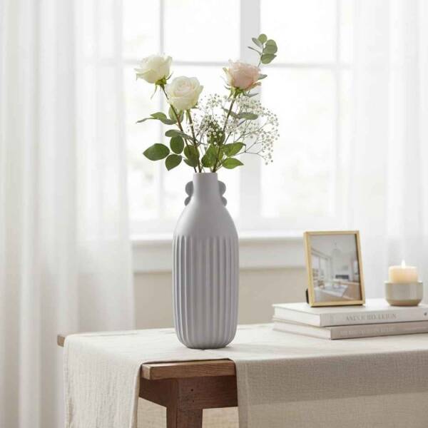 Vitale Antıque Gri Vazo Büyük 14*14*45 Cm (AK.JL0048) - 1