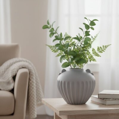 Vitale Antıque Gri Vazo Kısa 27*27*24 Cm(AK.JL0056) - Vitale