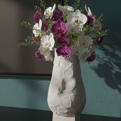 Vitale Beyaz Dalgalı Vazo 26*27*20 Cm (AK.JM00020) - Vitale