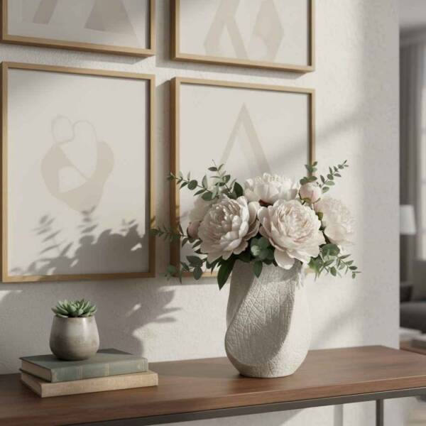 Vitale Beyaz Deri Baskılı Vazo 9*11*20 Cm (AK.JM00024) - 1