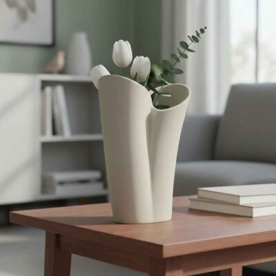 Vitale Beyaz Lale Vazo 2 13*21*26 Cm (AK.JM00034) - Vitale