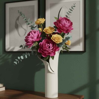 Vitale Beyaz Lilyum Vazo 10*19*35 cm (AK.JM00014) - Vitale