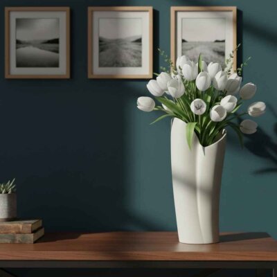 Vitale Beyaz Spiral Vazo 11*18*39 Cm (AK.JM00012) - Vitale