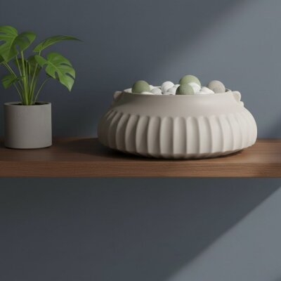 Vitale Bowl Krem Vazo 33*33*10 Cm (AK.JL0046) - Vitale