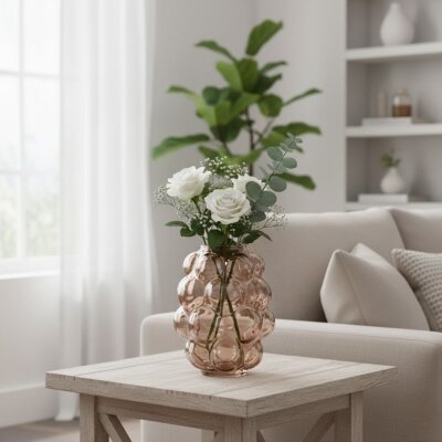 Vitale Bronz Kabarcık Cam Vazo 16*16*20,5 cm (AK.JK0037) - Vitale