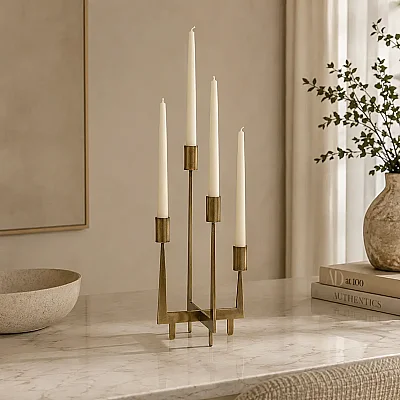 Vitale Lyon Gold Metal 4 lü Mumluk 17*17*29.5 cm (AK.LE0098) - 5