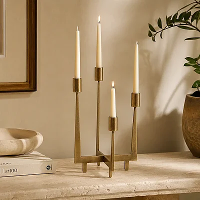 Vitale Lyon Gold Metal 4 lü Mumluk 17*17*29.5 cm (AK.LE0098) - Vitale (1)