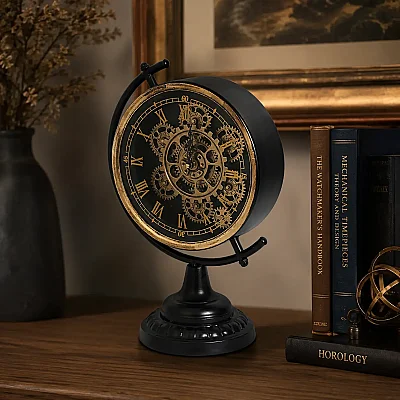 Vitale Metal Dünya Duvar Saati 29*18*43 cm (AK.JI0040) - 3