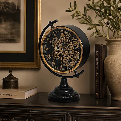 Vitale Metal Dünya Duvar Saati 29*18*43 cm (AK.JI0040) - 4