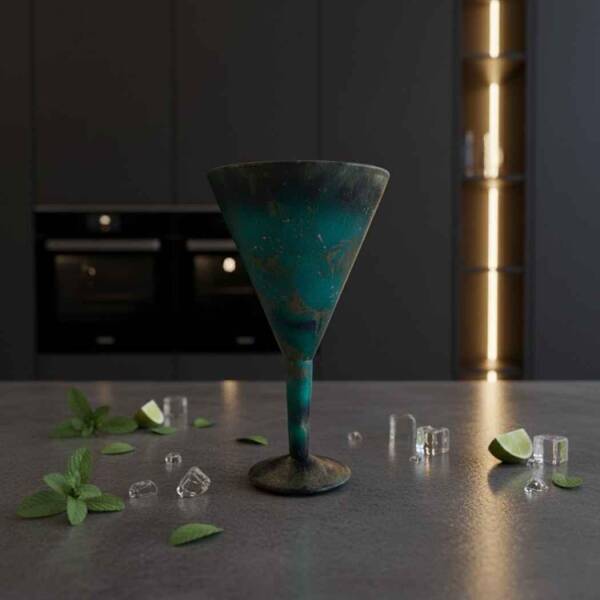 Vitale Rani Eskitme Rustik Yeşil Kokteyl Bardağı Dekor (AK.DW0063) - 1