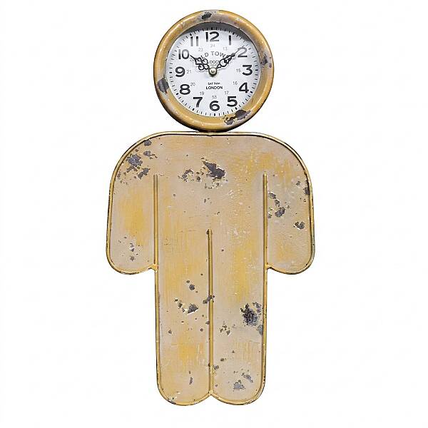 Vitale Sarı Metal Erkek Figürlü Duvar Saati 21*4.5*40 Cm (AK.EQ0054) - 2