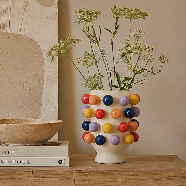 Vitale Seramik Puantiyeli Küçük Vazo 19*19*24 cm (AK.KD0012) - 2