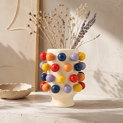 Vitale Seramik Puantiyeli Küçük Vazo 19*19*24 cm (AK.KD0012) - 3