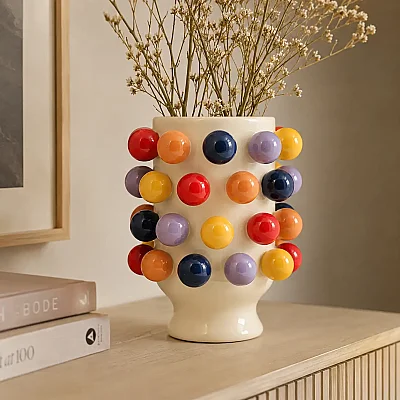 Vitale Seramik Puantiyeli Küçük Vazo 19*19*24 cm (AK.KD0012) - 5